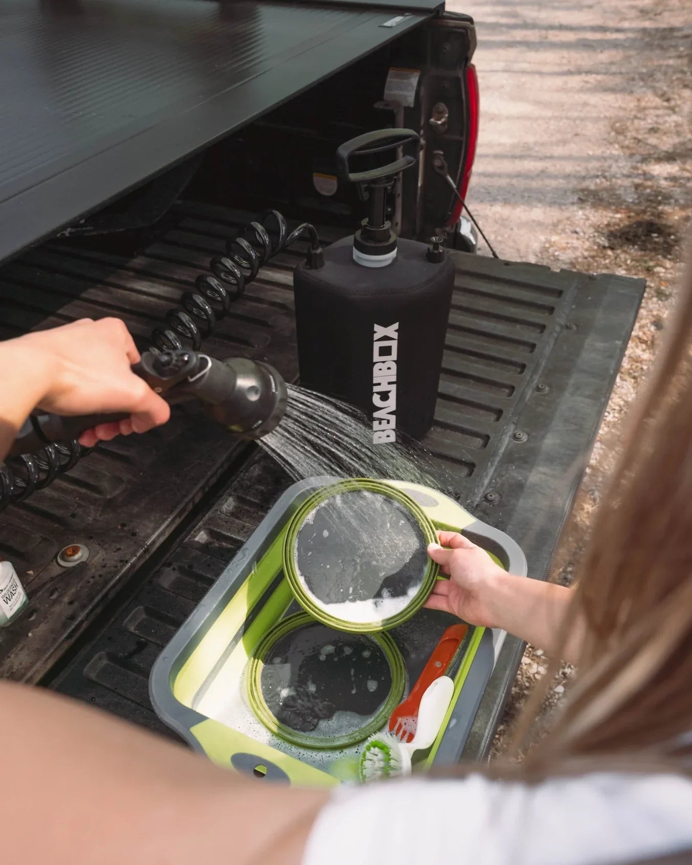 BeachBox portable shower tank for off-grid van life water use