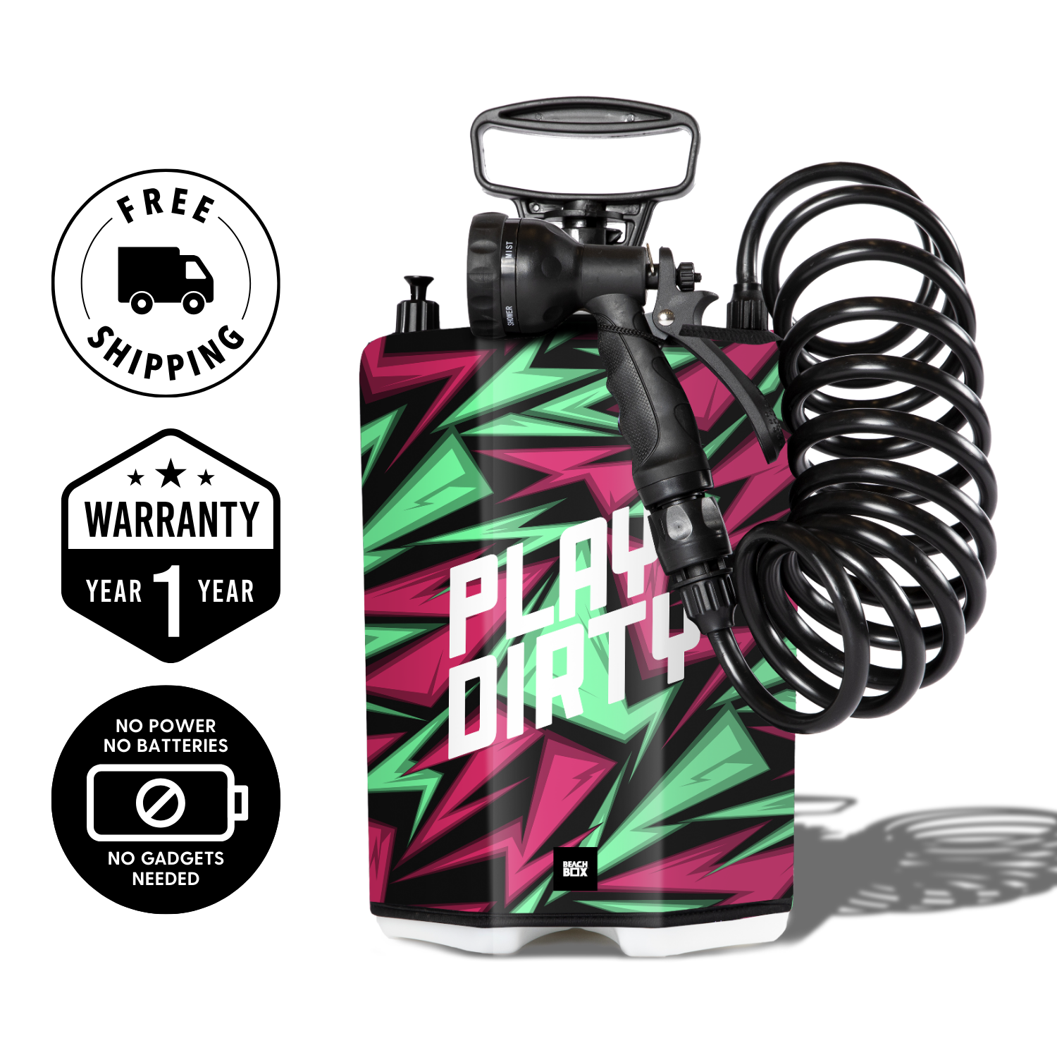 BeachBox Portable Camping Shower Tank - 'Play Dirty'