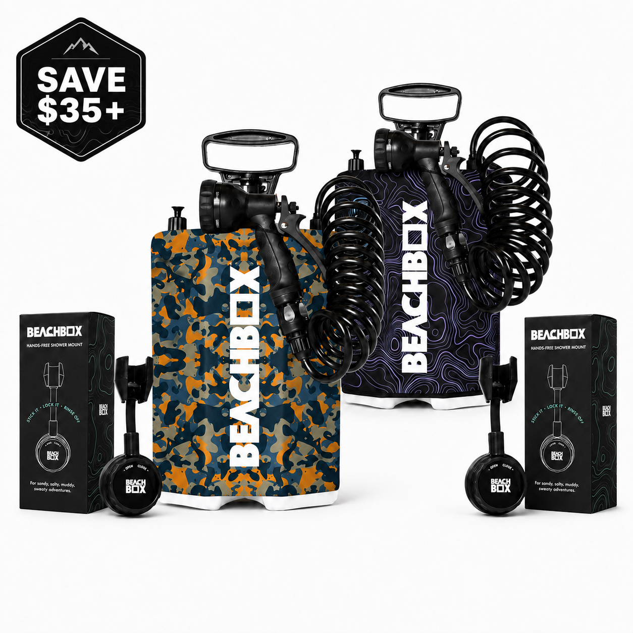 BeachBox Shower Tank + Hands Free Mount Duo Bundle Pack