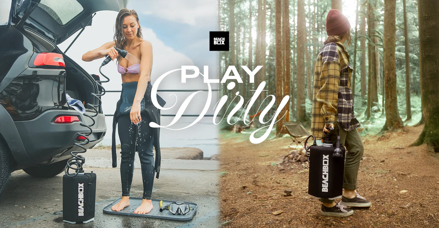 BeachBox portable shower tank, the pressurized alternative to a RinseKit