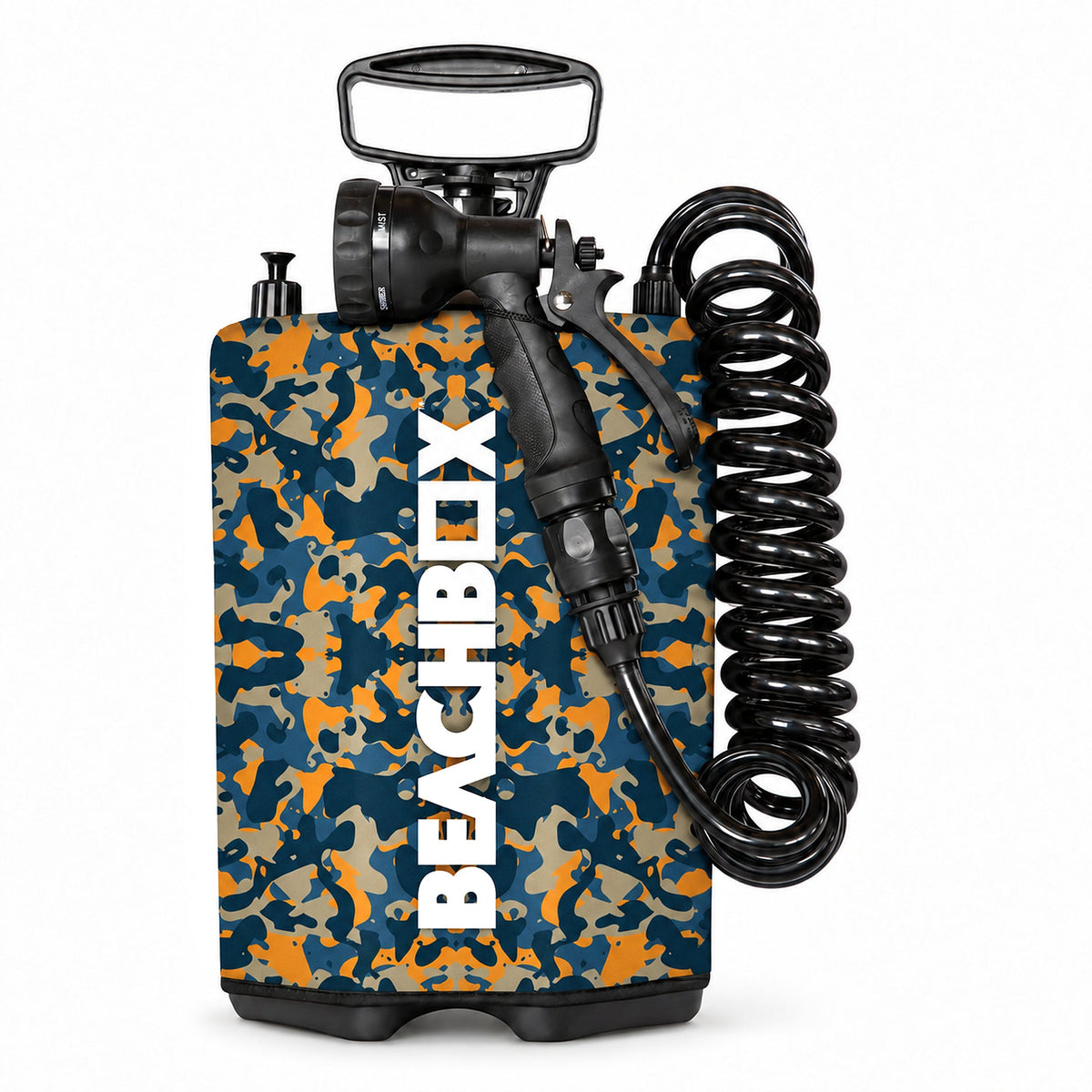 BeachBox Portable Outdoor Shower Tank - Camo, on white