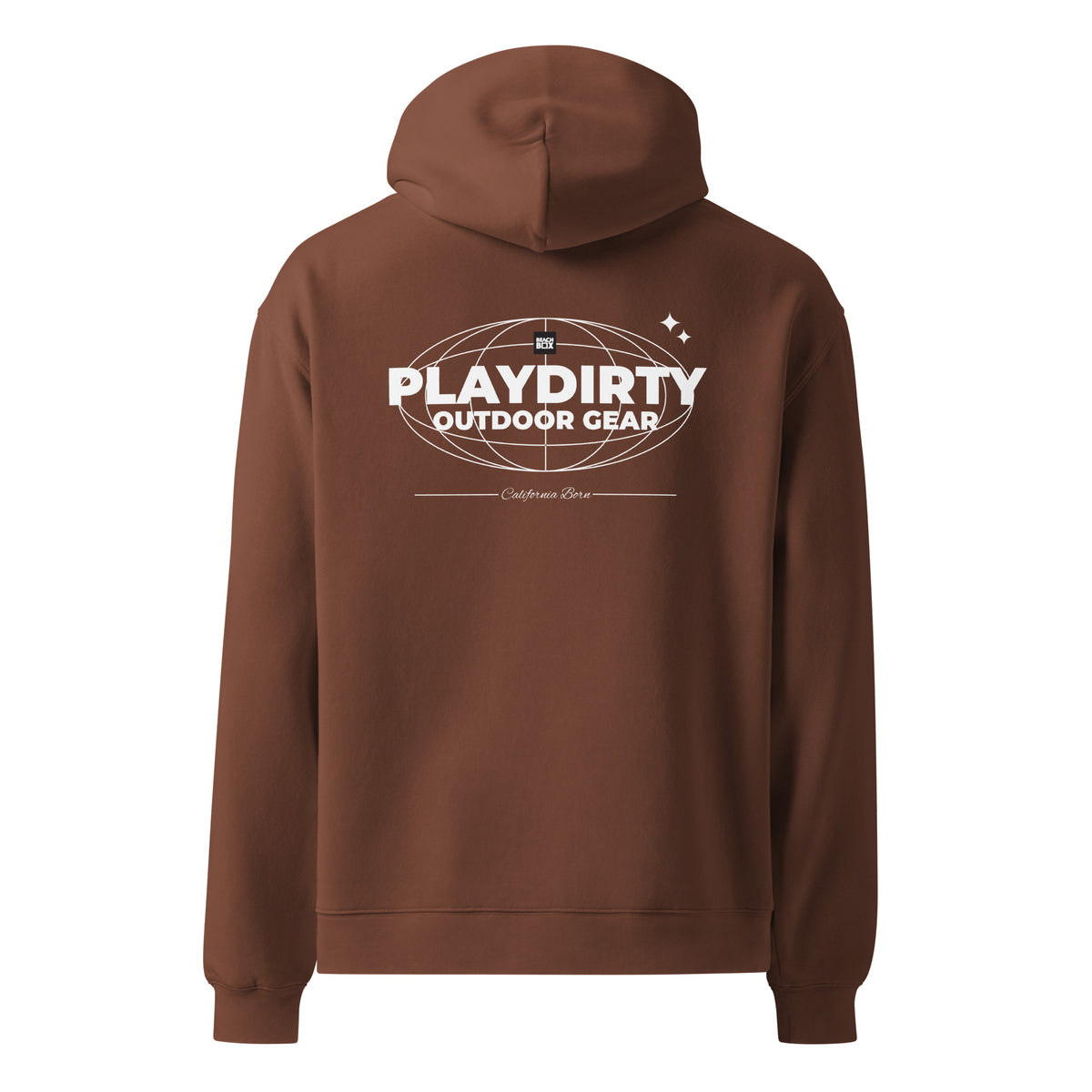 Play Dirty oversized hoodie in chestnut, back view